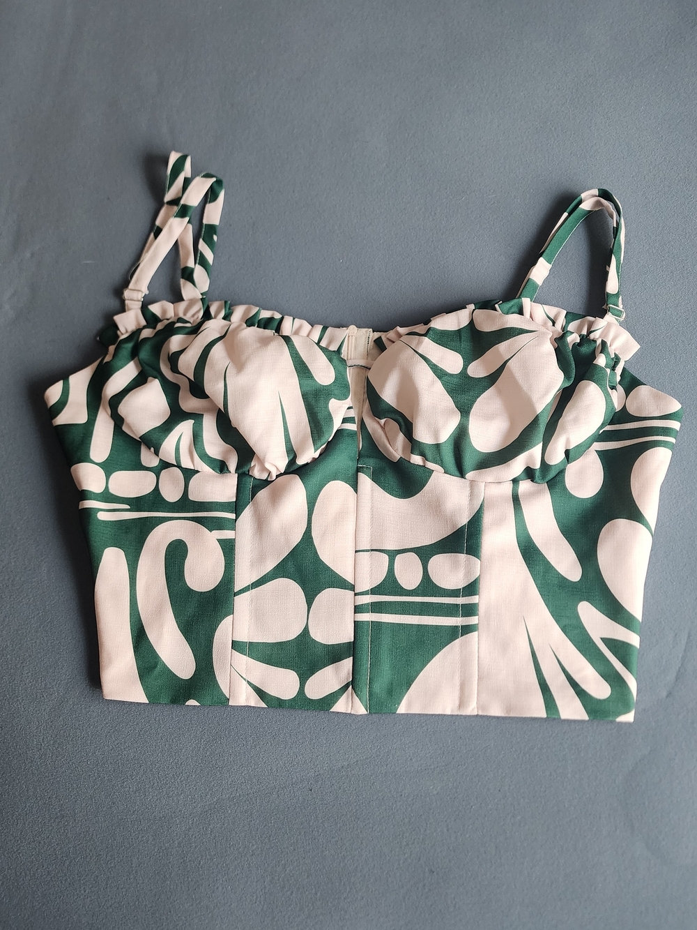 PrettyLittleThing Green Floral Corset Bustier Top NWT Size 14